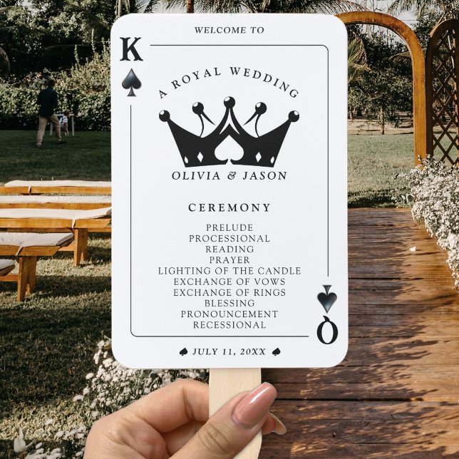 Poker-Hochzeitsprogramm für die Königin der Spades Fächer (King & Queen of Spades Poker Card Wedding Program Hand Fan
)