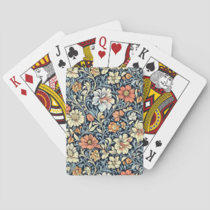 Poker im Vintage-Stil mit blauem botanischem Muste Spielkarten