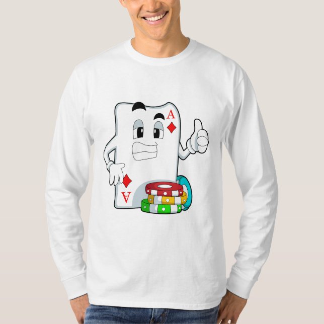 Poker-Karte mit Poker-Chips T-Shirt (Vorderseite)