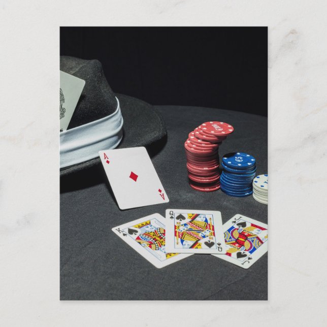 Poker-Karten Gangster-Hut Postkarte (Vorderseite)