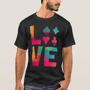 Poker Karten Wasserfarbe Vintage Liebe T-Shirt