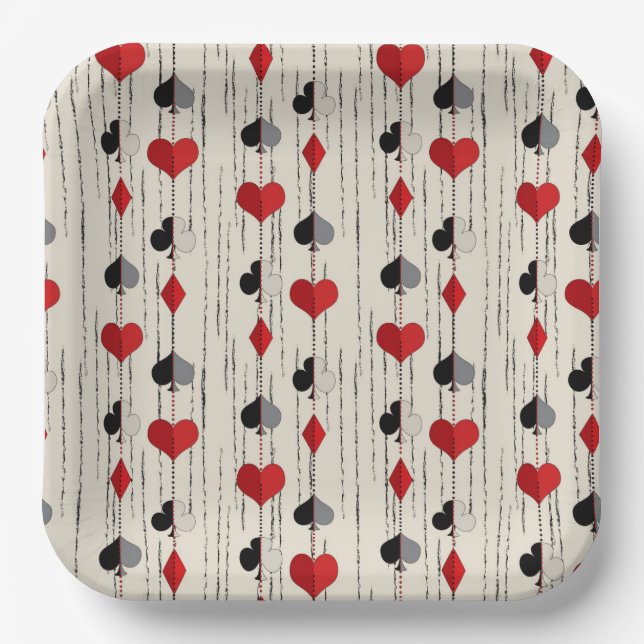 Poker Kartensymbol Pappteller (Vorderseite)