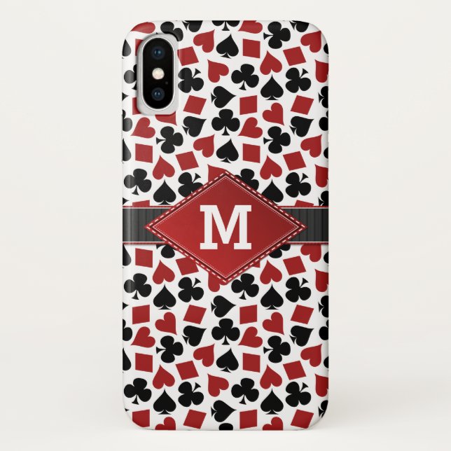 Poker-Kasino-Anzugs-Muster-Monogramm Case-Mate iPhone Hülle (Rückseite)
