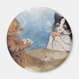 Poker-Katzen-Grafik durch Louis Wain Magnet