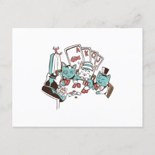 Poker Katzen Postkarte