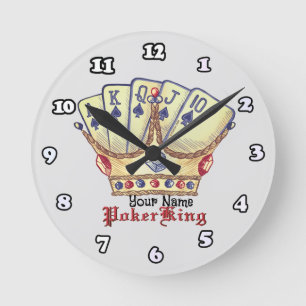 Poker König Runde Wanduhr