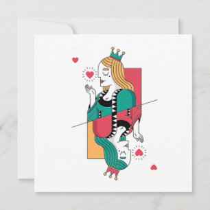 Poker Königin Herz Spielkarten Casino Glücksspiel  Einladung