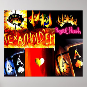 POKER-KUNST-TEXAS-GRIFF-EM-COLLAGEN-PLAKAT POSTER