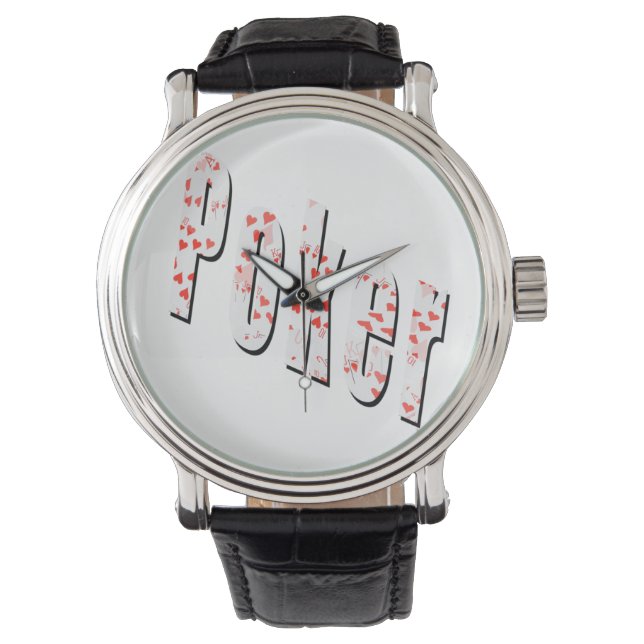 Poker-Logo aus Herz, Armbanduhr (Vorderseite)