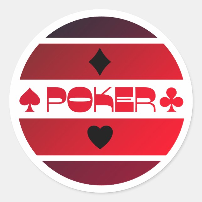 Poker-Logo in umgekehrter Farbe, schwarzer Aufkleb Runder Aufkleber (Vorderseite)