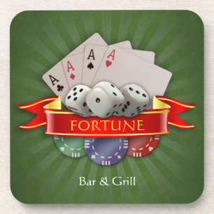 Poker Mania - Karten, Dices, Chips Getränkeuntersetzer