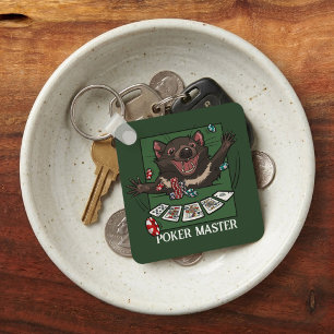 Poker Master Royal Flush Tasmanian Devil Cartoon Schlüsselanhänger