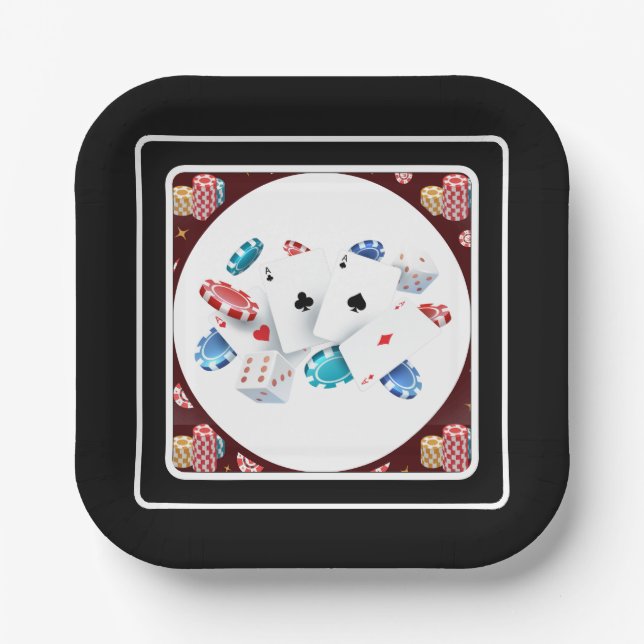 Poker Nacht Spaß Pappteller (Vorderseite)