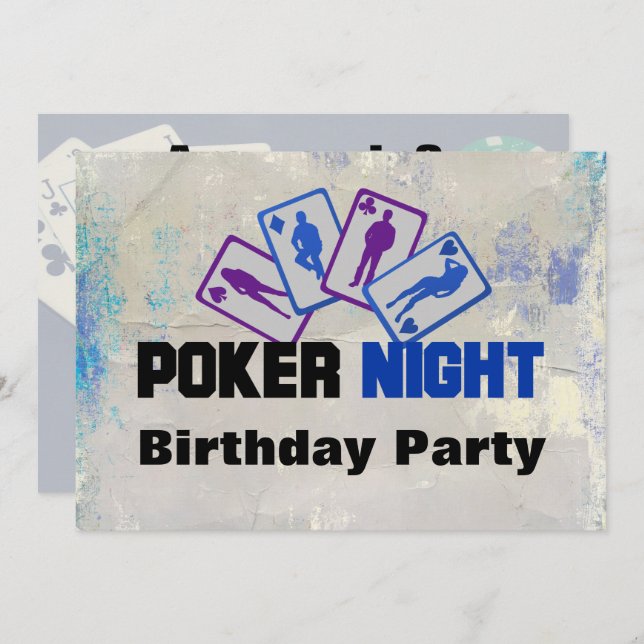 Poker Night Birthday Party Einladung (Vorne/Hinten)