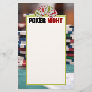 Poker Night mit Spielkarten und Poker Chips Briefpapier