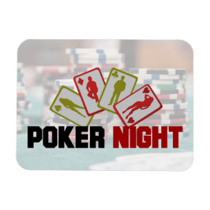 Poker Night mit Spielkarten und Poker Chips Magnet