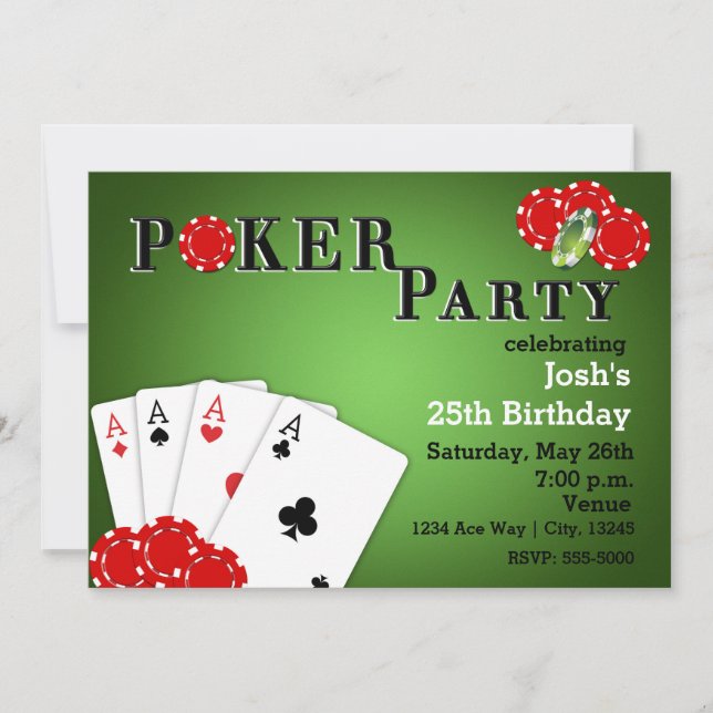 POKER PARTY Casino Spiel Geburtstag Einladungen (Vorderseite)