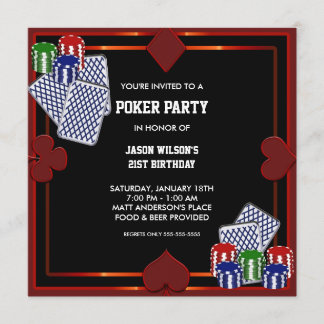 Poker Party Geburtstagsparty Einladung