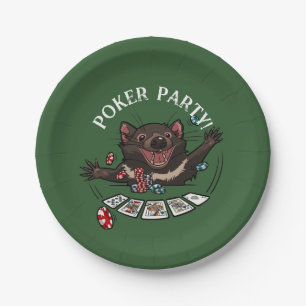 Poker Party Royal Flush Tasmanian Devil Cartoon Pappteller