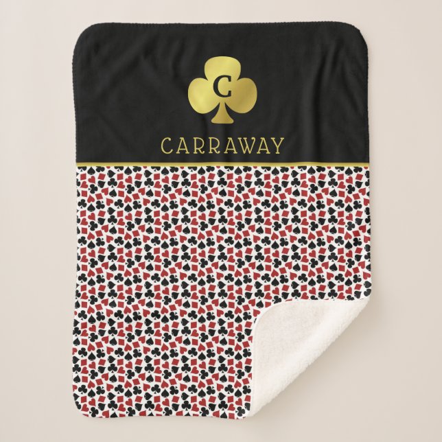 Poker Player Gambler Casino Card Suits Custom Name Sherpadecke (Vorderseite)