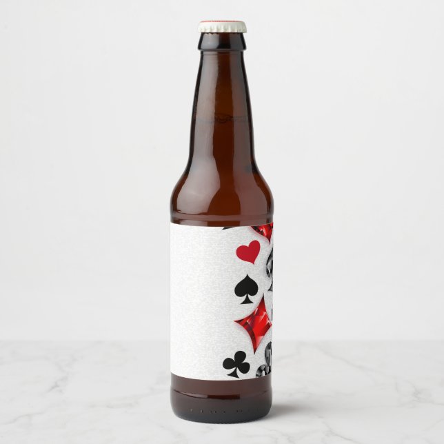 Poker Player Gambler Kartenspielen Anzug Las Vegas Bierflaschenetikett (Vorderseite)