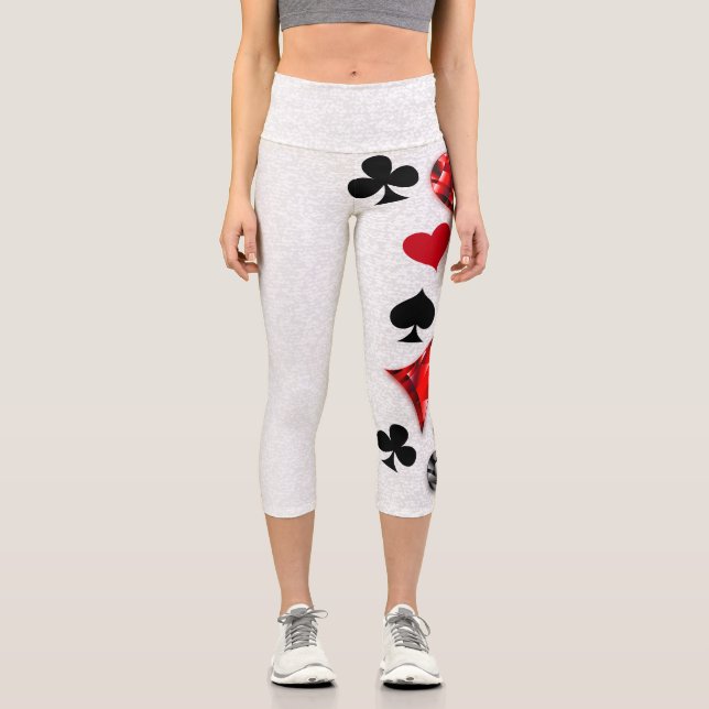Poker Player Gambler Kartenspielen Anzug Las Vegas Capri Leggings (Vorderseite)