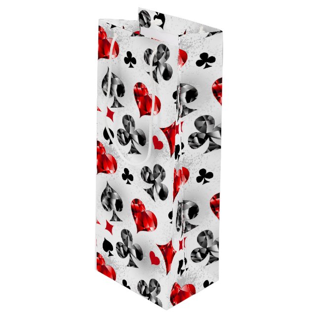 Poker Player Gambler Kartenspielen Anzug Las Vegas Geschenktüte Für Weinflaschen (Vorderseite Schrägansicht)