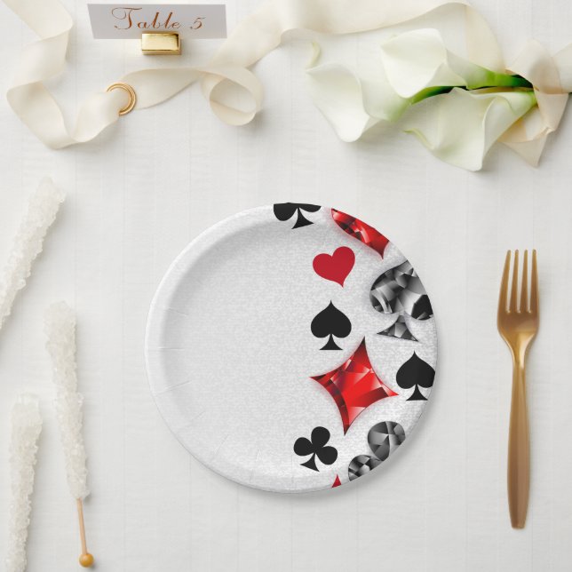 Poker Player Gambler Kartenspielen Anzug Las Vegas Pappteller (Hochzeit)