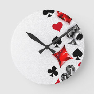 Poker Player Gambler Kartenspielen Anzug Las Vegas Runde Wanduhr