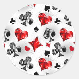 Poker Player Gambler Kartenspielen Anzug Las Vegas Runder Aufkleber