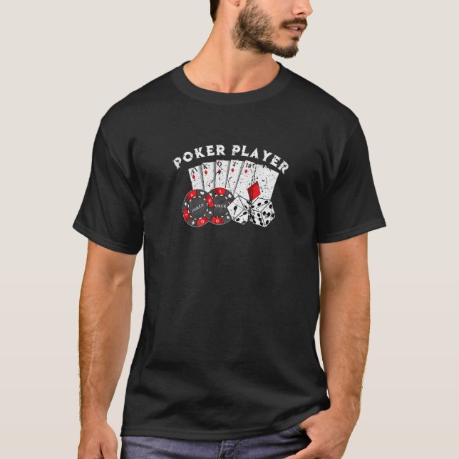 Poker Player Gamino Karten setzen Texas Hold Em T-Shirt (Vorderseite)