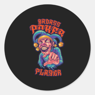 Poker Player Jester Casino Gambling Cards Geschenk Runder Aufkleber