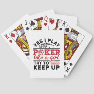 Poker Player Women spielen Poker wie ein Mädchen Spielkarten
