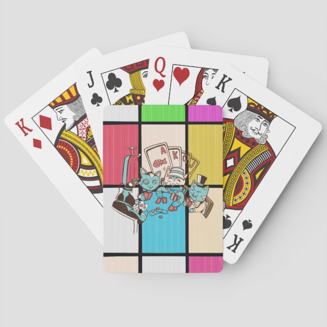 Poker Players Funny Cats Design Spielkarten (Rückseite)
