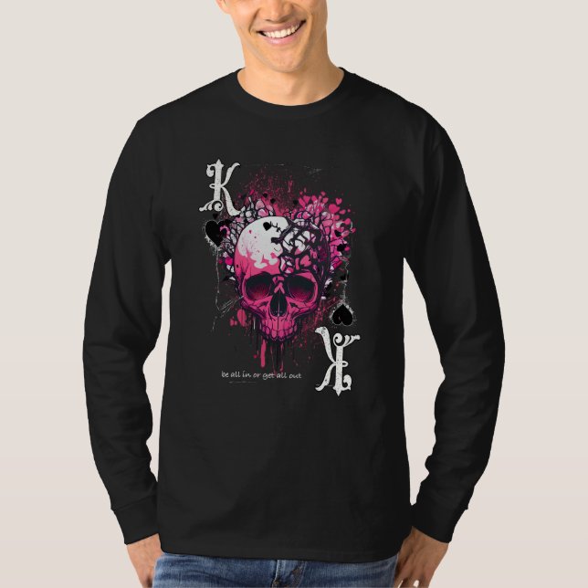 Poker Playing Card Apparel King Of Hearts Skull T-Shirt (Vorderseite)