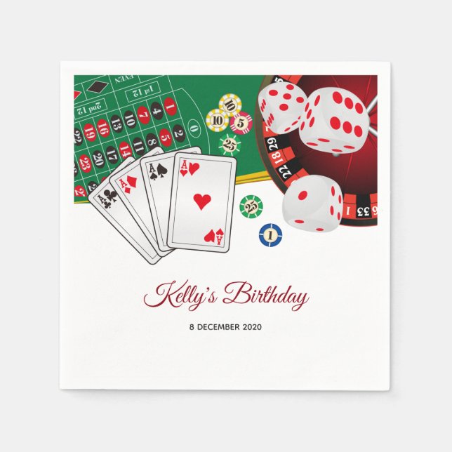 Poker Playing Card, Casino, Cocktail Paper Napkins Serviette (Vorderseite)