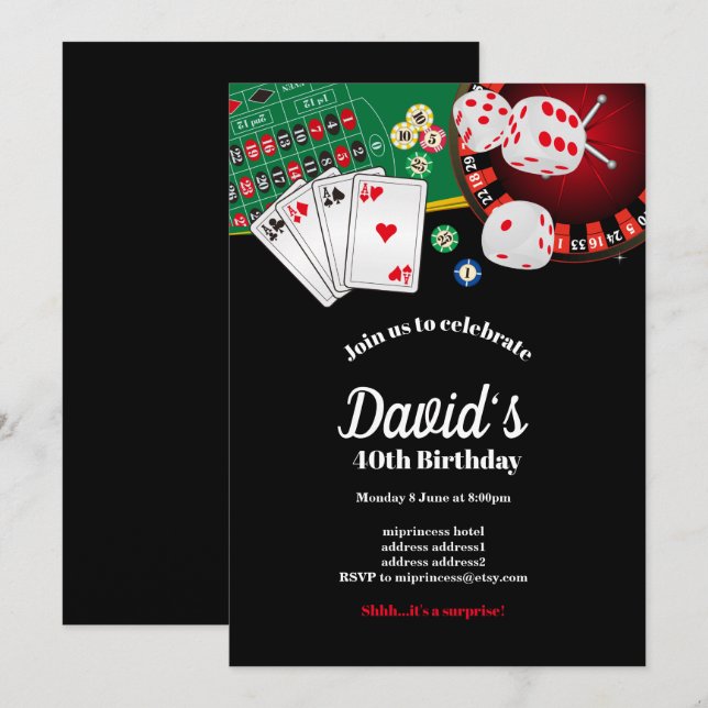 Poker Playing Card, Casino Party einladen Einladung (Vorne/Hinten)