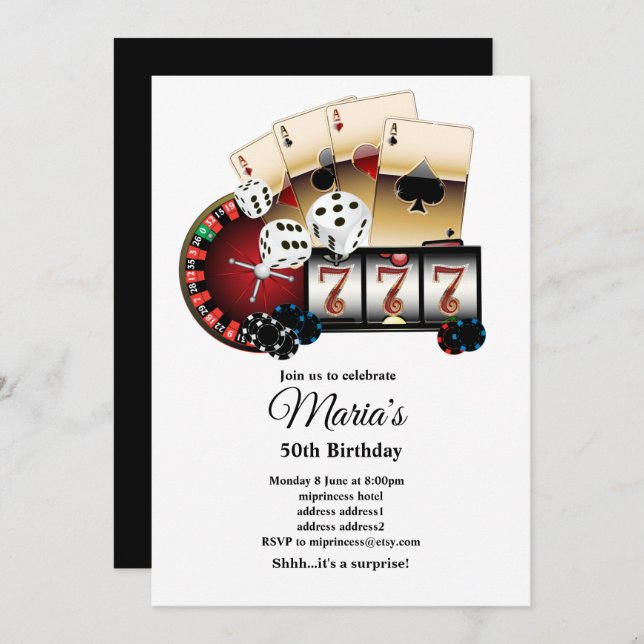 Poker Playing Card, Casino Party einladen Einladung (Vorne/Hinten)