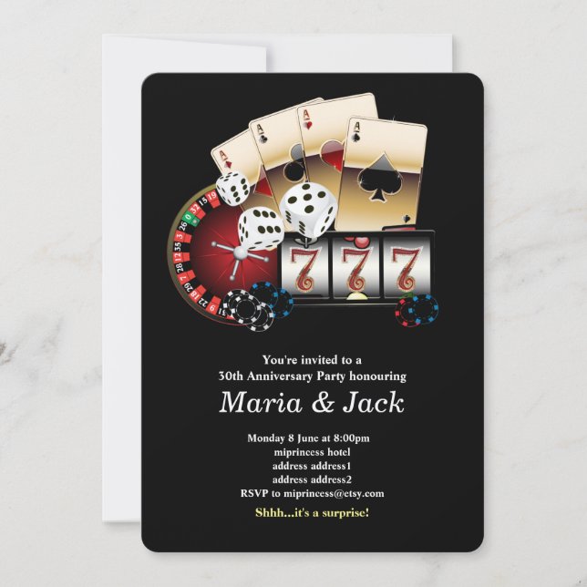 Poker Playing Card, Casino Party einladen Einladung (Vorderseite)