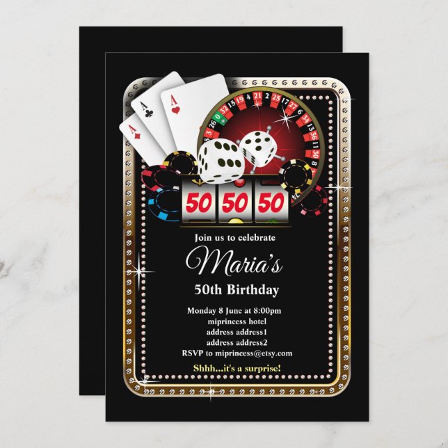 Poker Playing Card, Casino Party einladen Einladung (Vorne/Hinten)