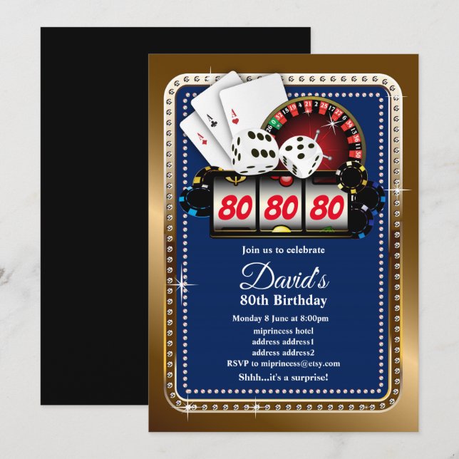 Poker Playing Card, Casino Party einladen Einladung (Vorne/Hinten)