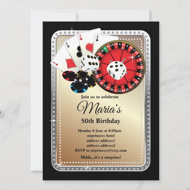 Poker Playing Card, Casino Party einladen Einladung (Vorderseite)