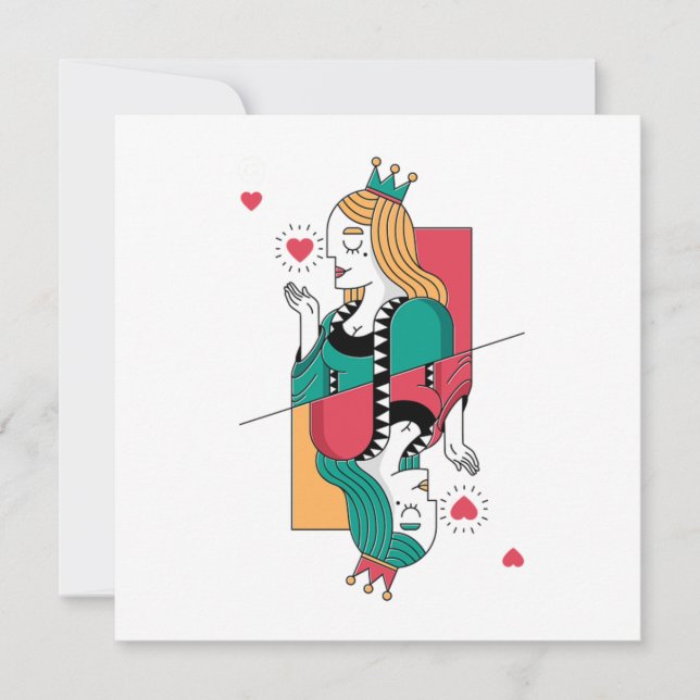 Poker Queen Heart Playing Cards Casino Gambling Gi Einladung (Vorderseite)