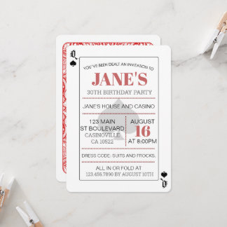 Poker Queen of Spades Einladung