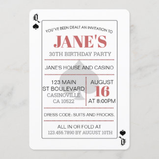 Poker Queen of Spades Einladung