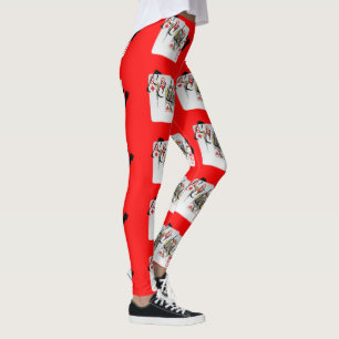 Poker Queens-Logo, Ladys Red Pattern Leggings