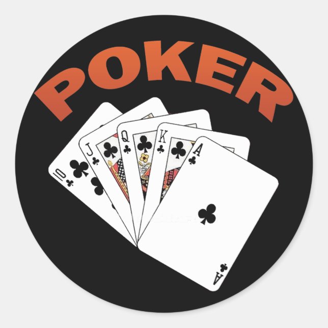 POKER ROYAL FLUSH RUNDER AUFKLEBER (Vorderseite)