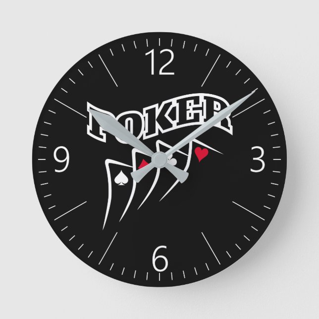 Poker Runde Wanduhr (Vorderseite)