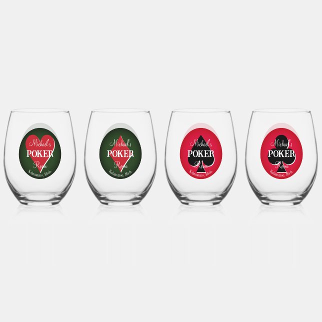 Poker-Saal für Classic Playing Cards Weinglas Ohne Stiel (Vorderseite)