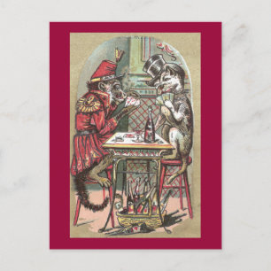 Poker-Spiel zwischen Affen und Bulldog Postkarte